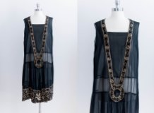 1920s Black and Gold Embroidered Flapper Dress - $368.35