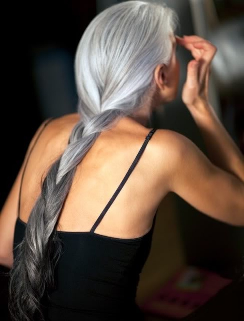 Long grey hair
